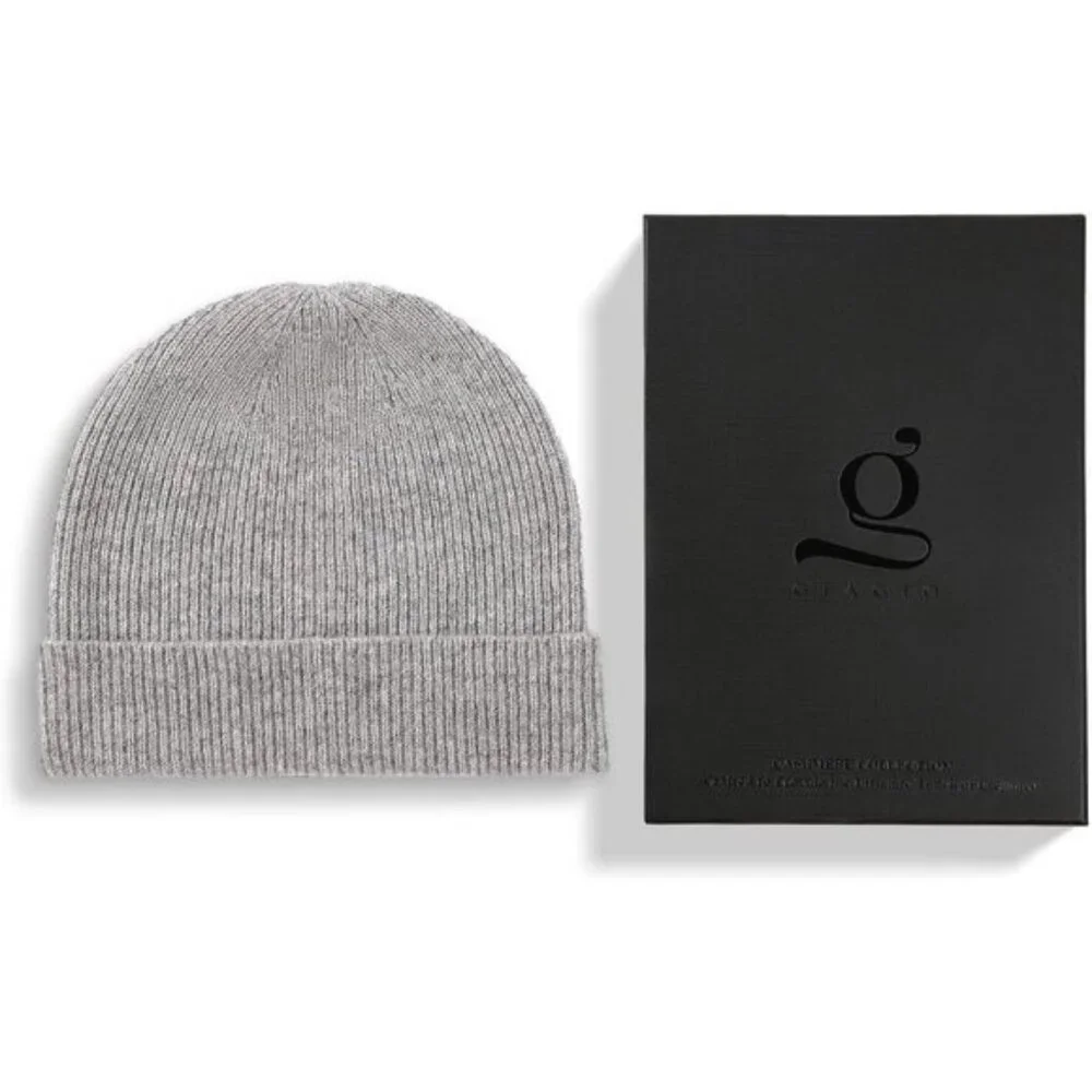⚡Women Grey 100% Pure Mongolian Cashmere Knit Hat Ultra Soft Winter Beanie - Picture 8 of 8